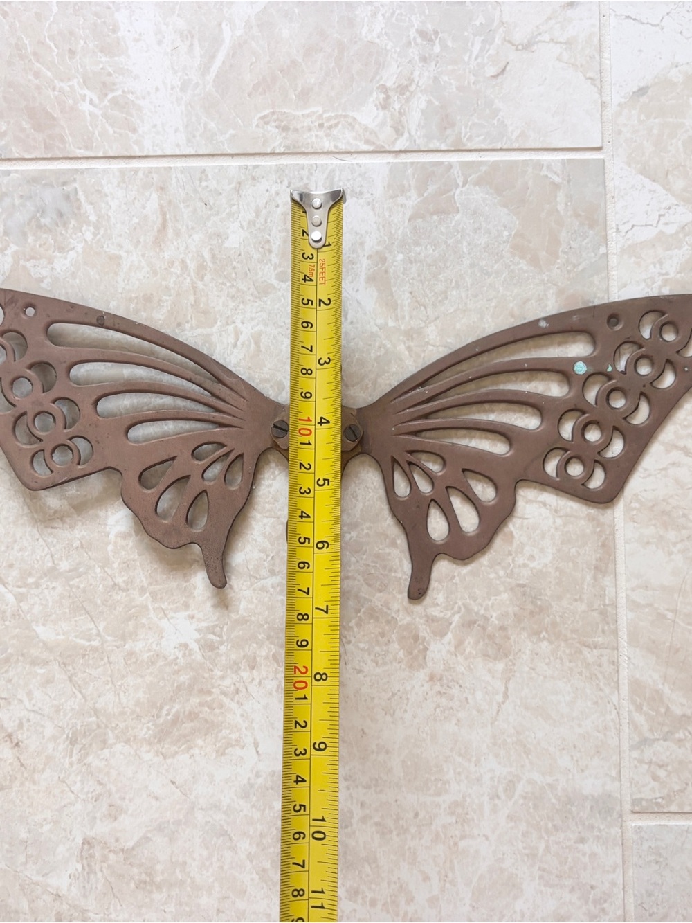 Vintage Large Brass Butterfly Decorative Wall Hook Old World Patina Metal - Picture 8 of 9